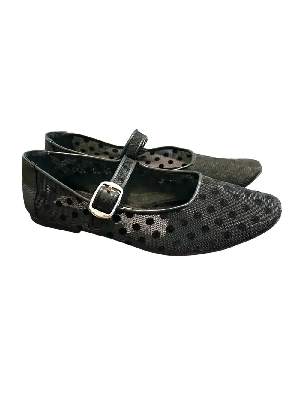 Steve Madden 8 Polka dot mesh Artsy Mary Jane Flat trendy ballet shoe